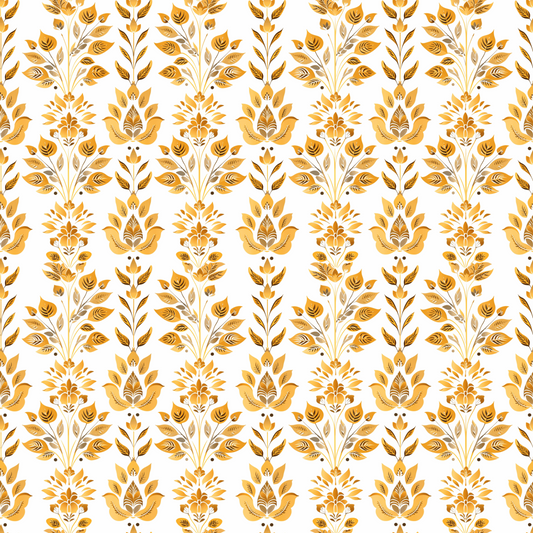 Turmeric Flowers on White (September Pre-Order) - Fabric