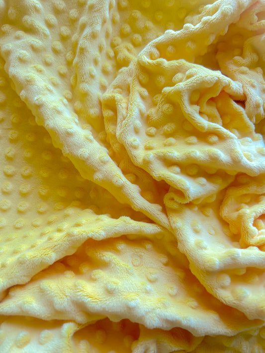 Close up of popcorn yellow minky dot