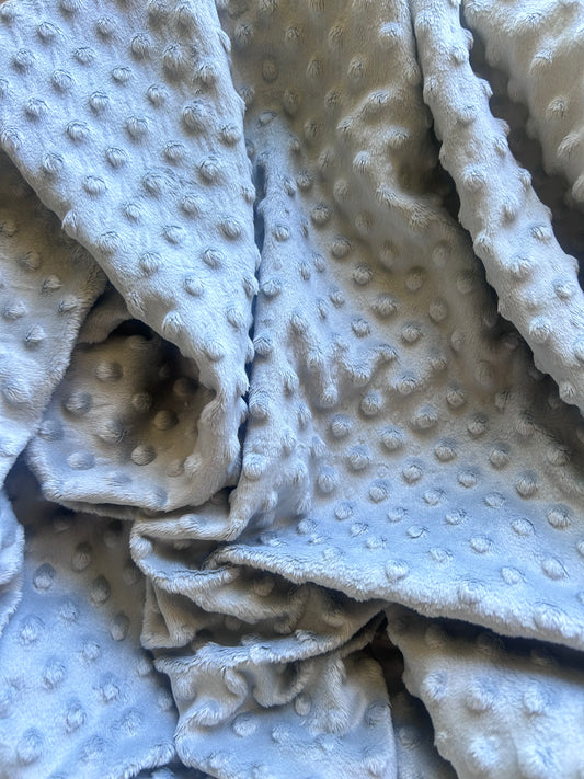 Premium Minky Dot Fabric - Silver Grey