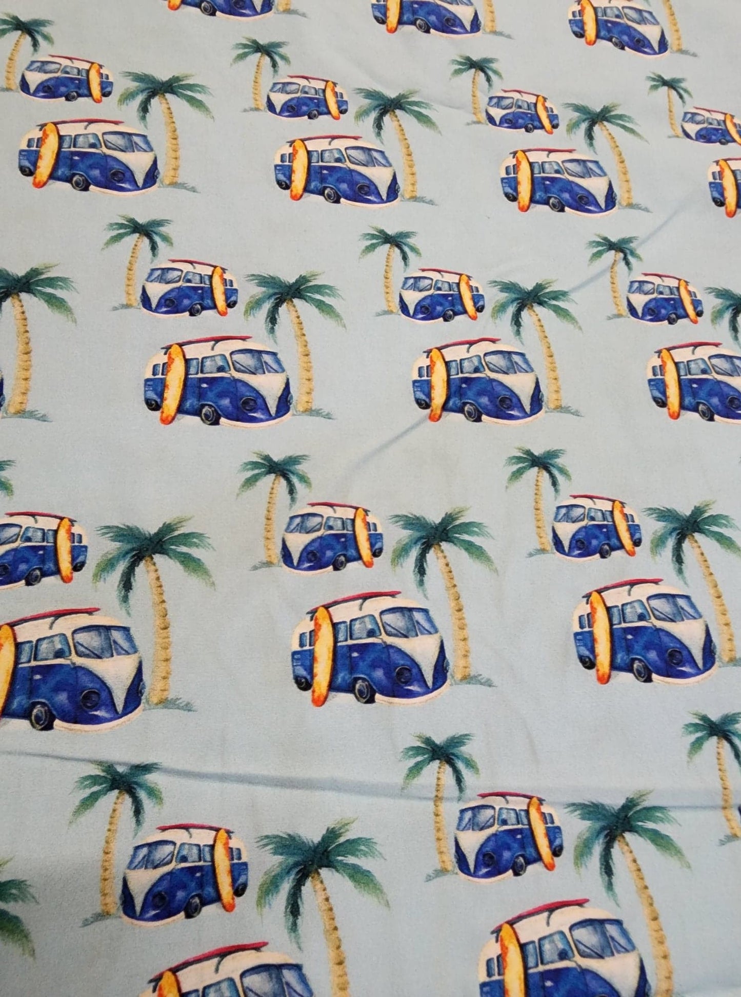 Blue Kombis and Palm Trees 1.5 Inch *Seconds* - 100% Cotton Poplin Fabric