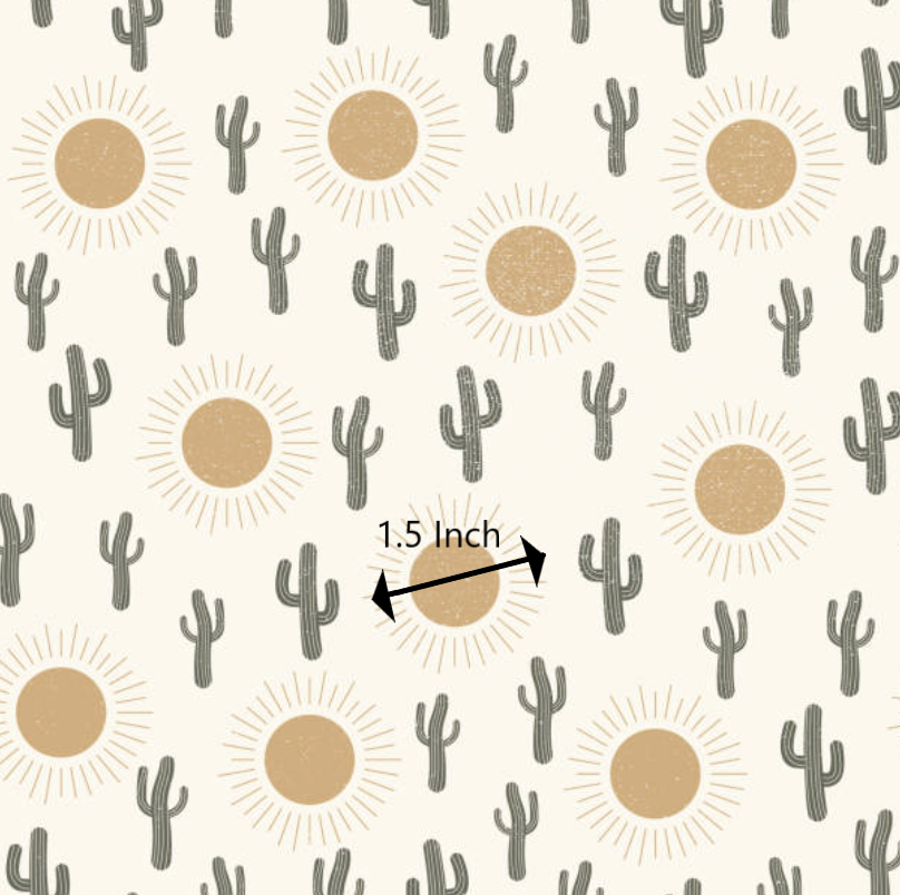 Cactus and Suns 3 Inch REMNANT 34cm - Cotton Lycra Fabric