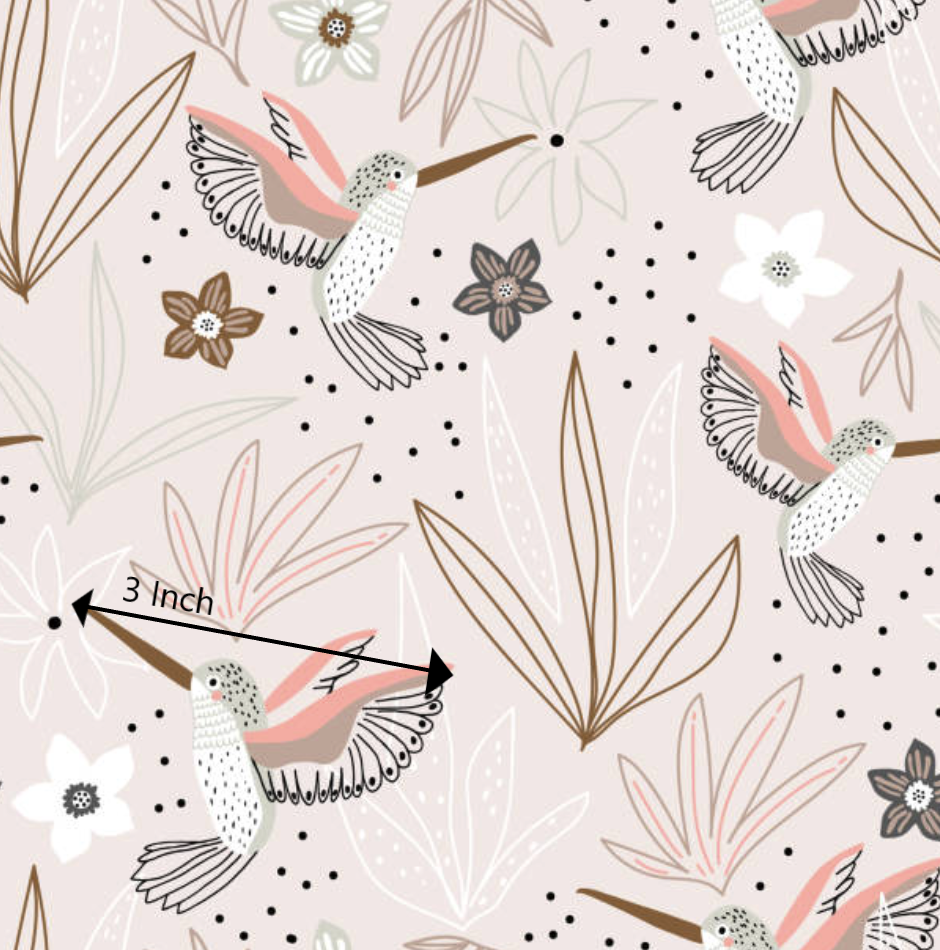 Hummingbirds on Soft Pink - Cotton Lycra Fabric