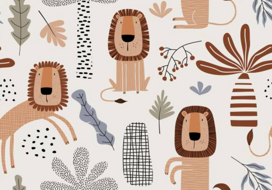 Quirky Lion- Waffle Fabric