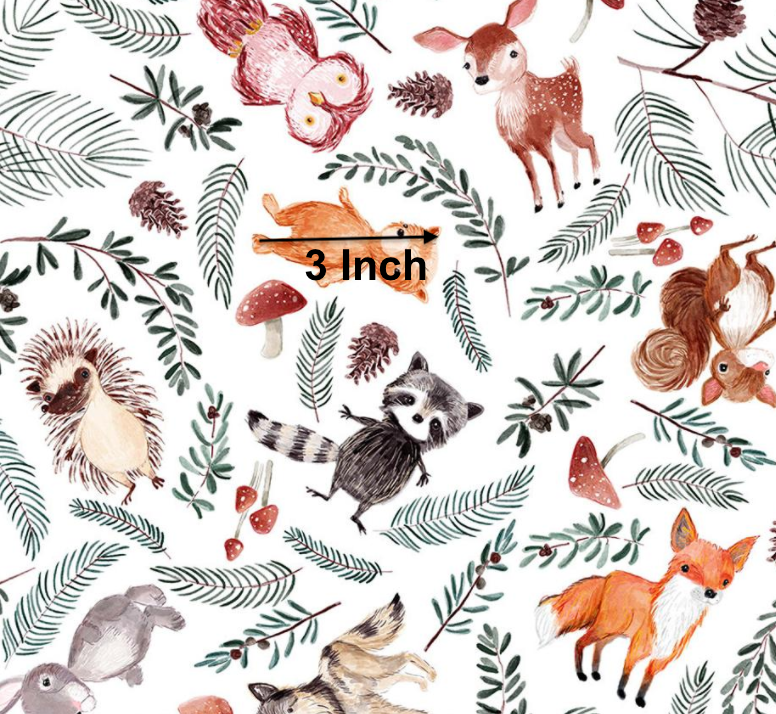 Woodland Creatures - 100% Cotton Muslin Fabric