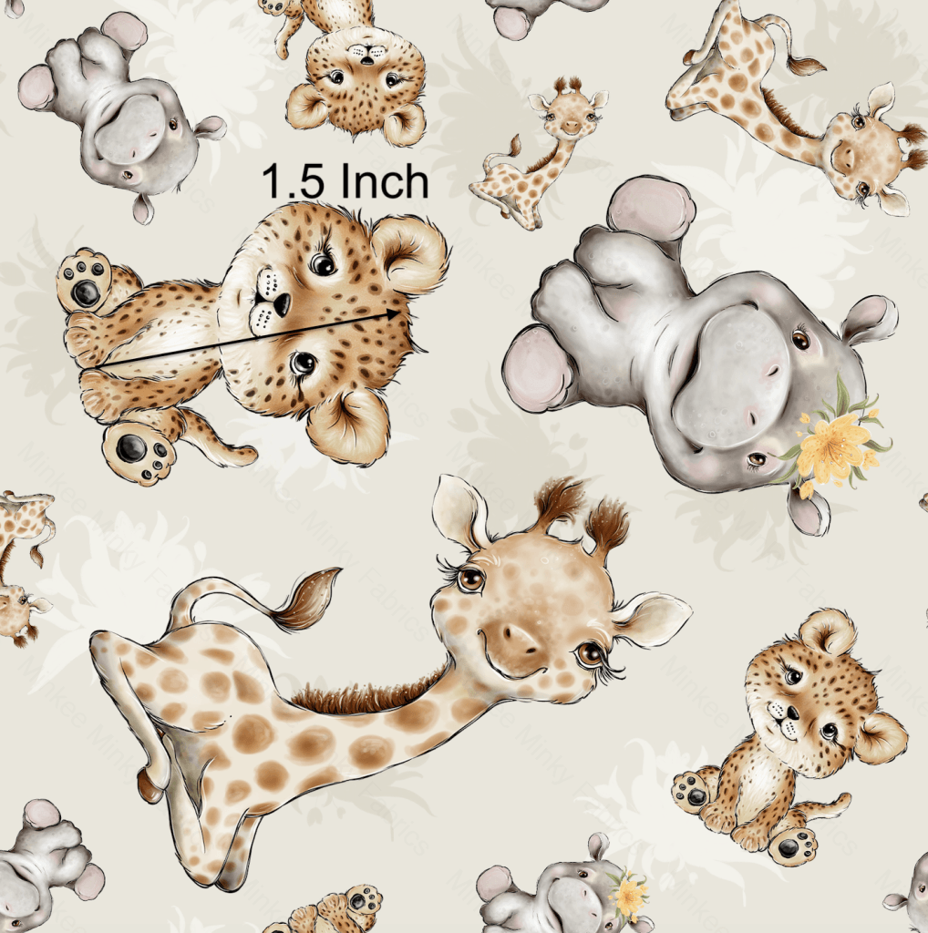 Baby African Animals (Meerkats Pre-Order) Cotton Sateen / 1.5 Inches Digital Fabric Preorder