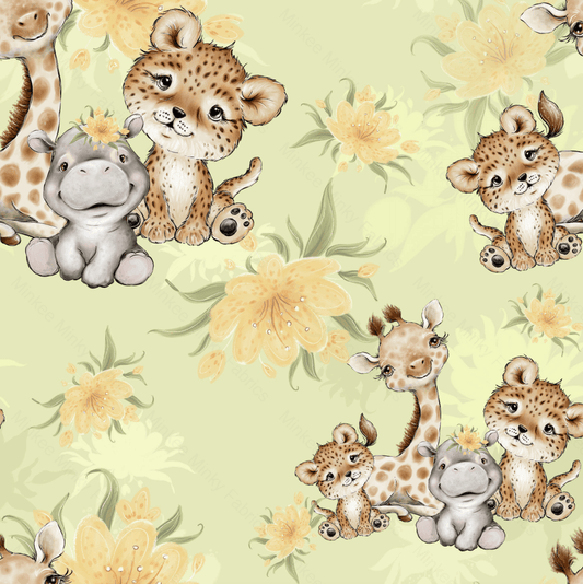 Baby African Animals On Green(Meerkats Pre-Order) Select Fabric Base / Print Size Digital Preorder