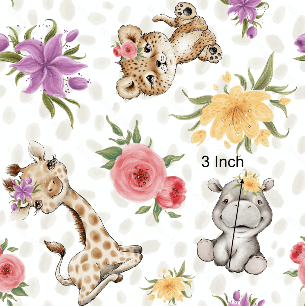 Baby African Animals Tropical (Meerkats Pre-Order) Cotton Sateen / 3 Inches Digital Fabric Preorder