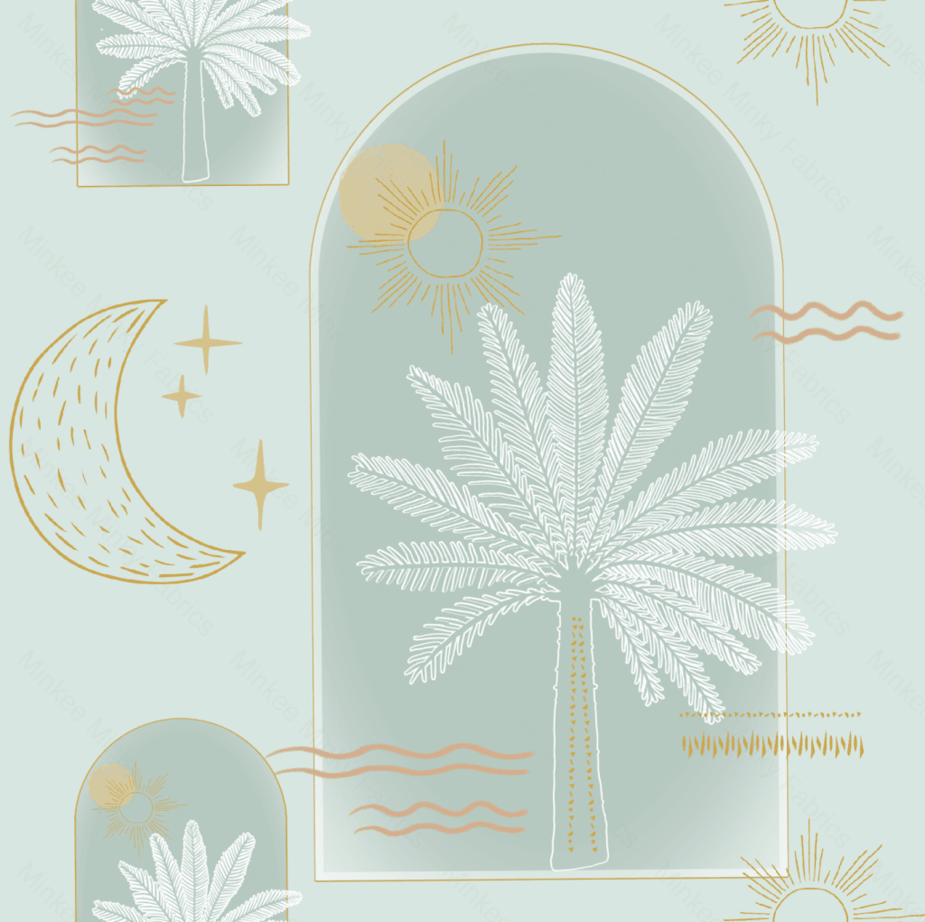 Boho Coastal Mint - 100% Cotton Woven Fabric Digital Retail