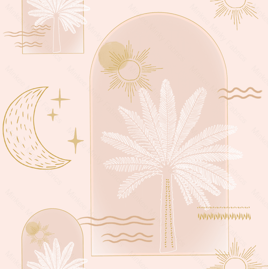 Boho Coastal Pink Nude - 100% Cotton Woven Fabric Digital Retail
