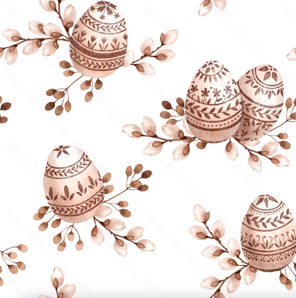 Boho Easter Eggs White (January Pre-Order) - Fabric Digital Preorder