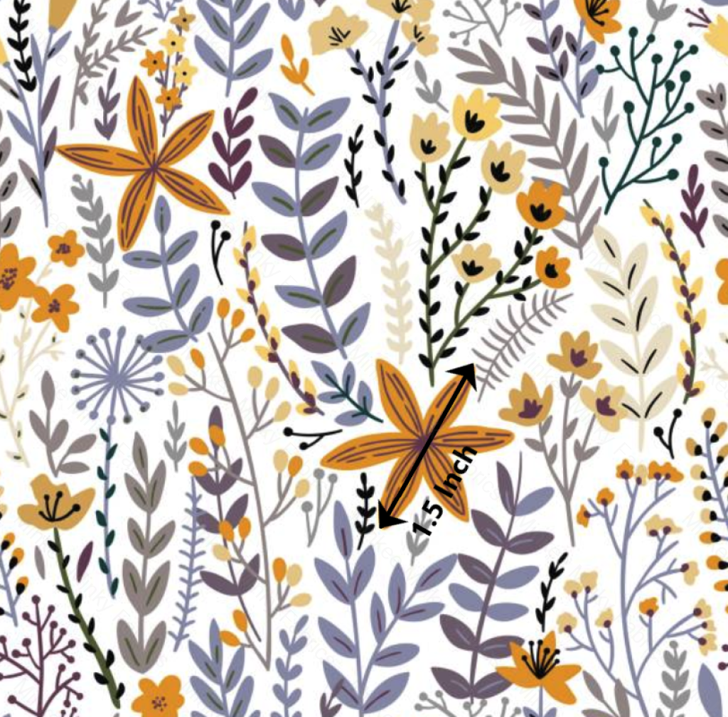 Boho Floral Mustard (August Pre-Order) Digital Fabric Preorder