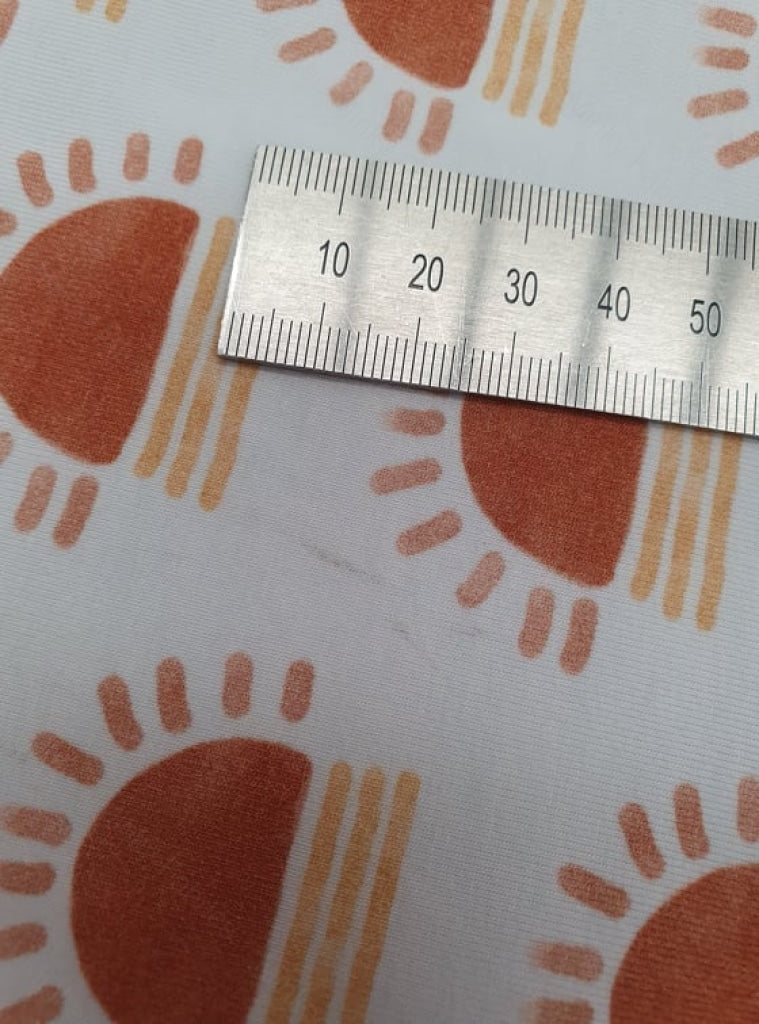 Boho Terracotta Sun (Scattered) - Cotton Lycra / 1.5 Inch *seconds* Fabric Seconds