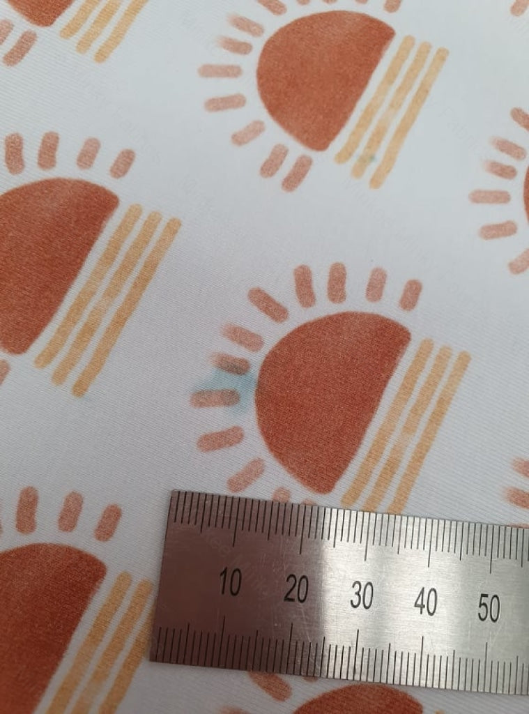 Boho Terracotta Sun (Scattered) - Cotton Lycra / 1.5 Inch *seconds* Fabric Seconds