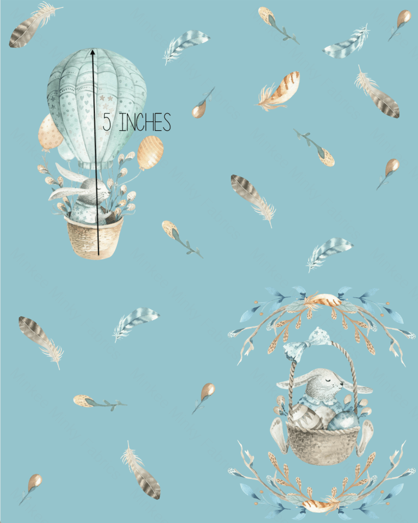 Bunny Balloon-Delphinium Digital Fabric