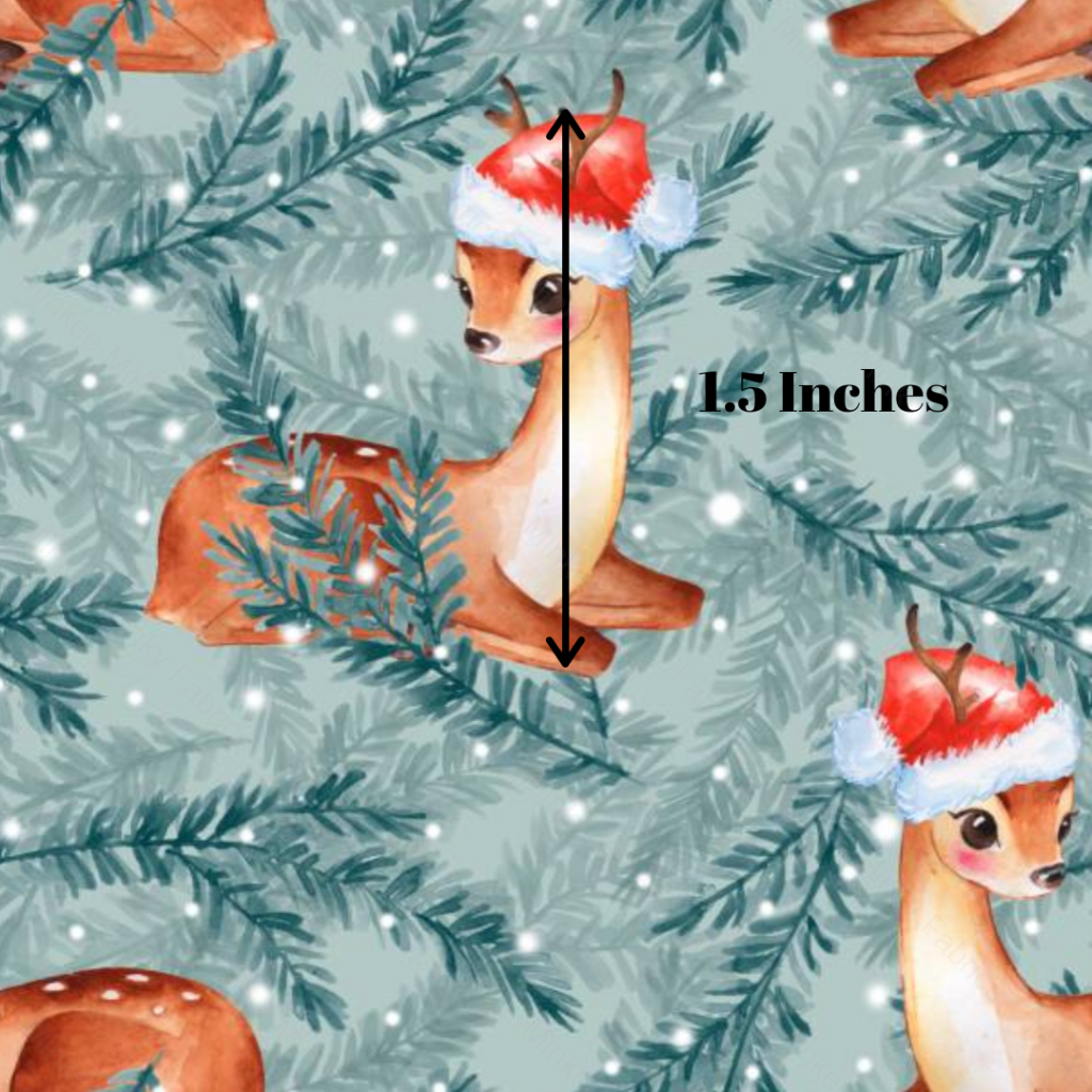 Christmas Deer Cotton Sateen / 1.5 Inches Digital Fabric