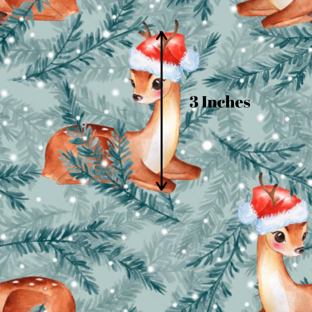 Christmas Deer Cotton Sateen / 3 Inches Digital Fabric