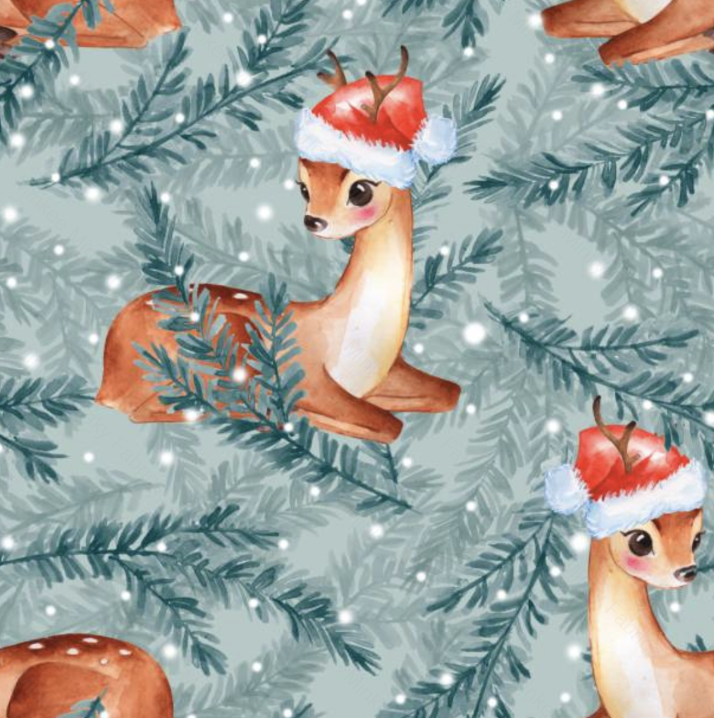 Christmas Deer Cotton Sateen / Select Digital Fabric
