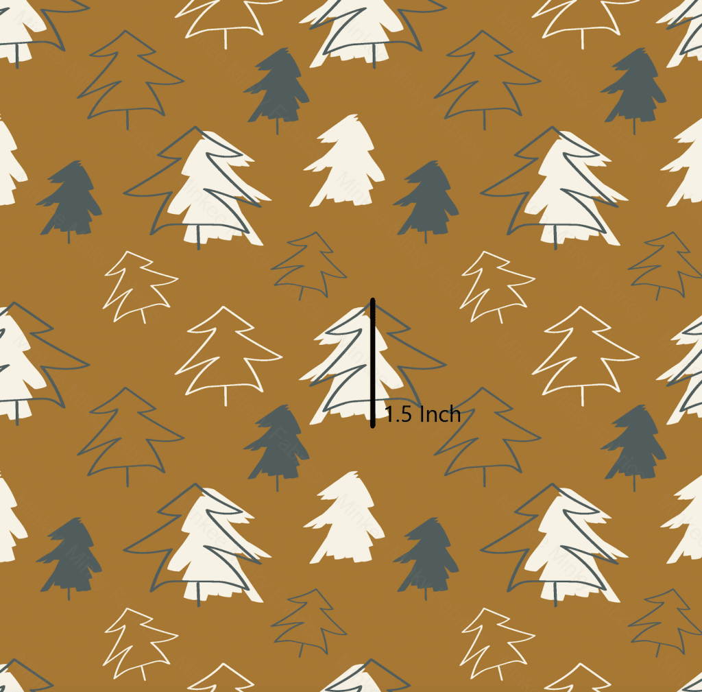 Christmas Tree Dark Mustard (August Pre-Order) Digital Fabric Preorder
