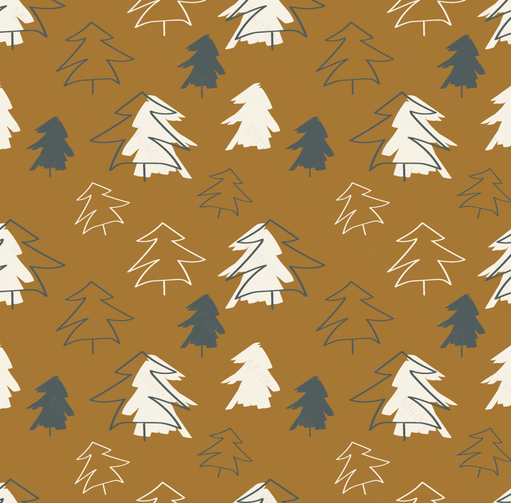 Christmas Tree Dark Mustard (August Pre-Order) Digital Fabric Preorder