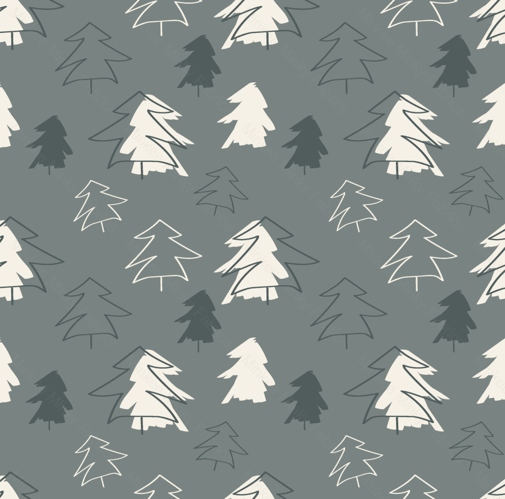 Christmas Trees On Forest Green (August Pre-Order) Digital Fabric Preorder