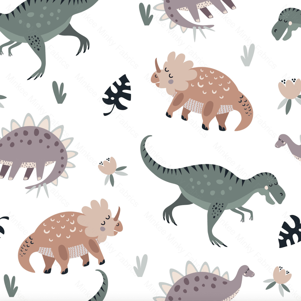Dinosaurs On White (August Pre-Order) Digital Fabric Preorder