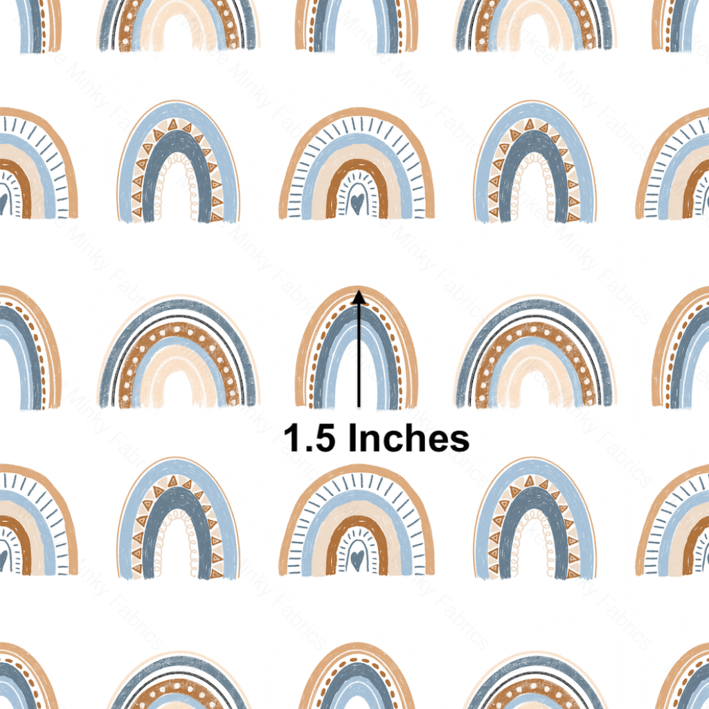 Earthy Blue Rainbow Pre-Order (7Th July) Cotton Sateen / 1.5 Inches Digital Fabric Preorder