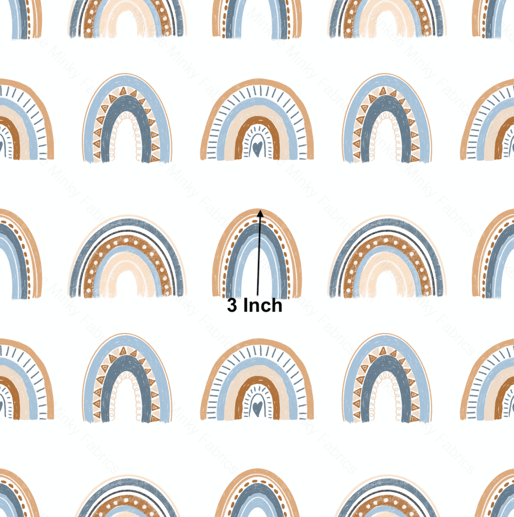 Earthy Blue Rainbow Pre-Order (7Th July) Cotton Sateen / 3 Inches Digital Fabric Preorder