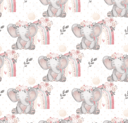Eliza Elephant - White (August Pre-Order) Digital Fabric Preorder