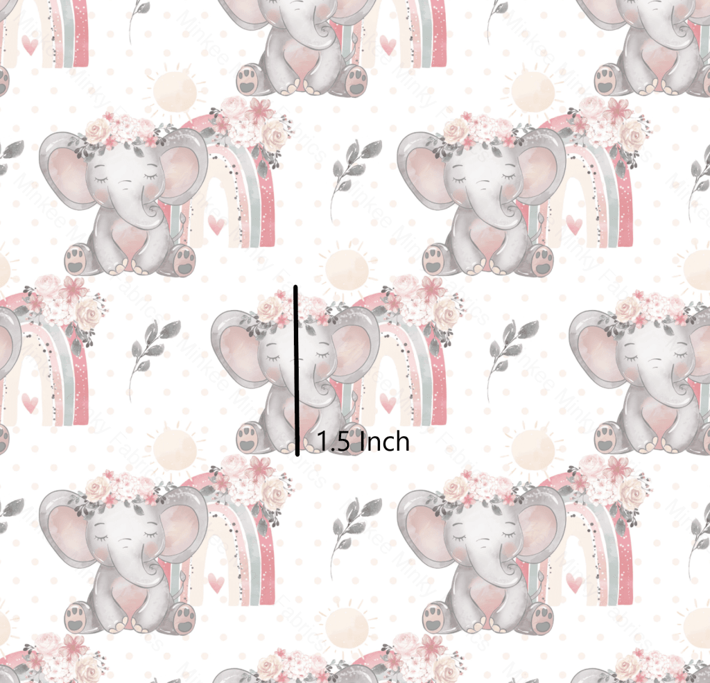 Eliza Elephant - White (August Pre-Order) Digital Fabric Preorder