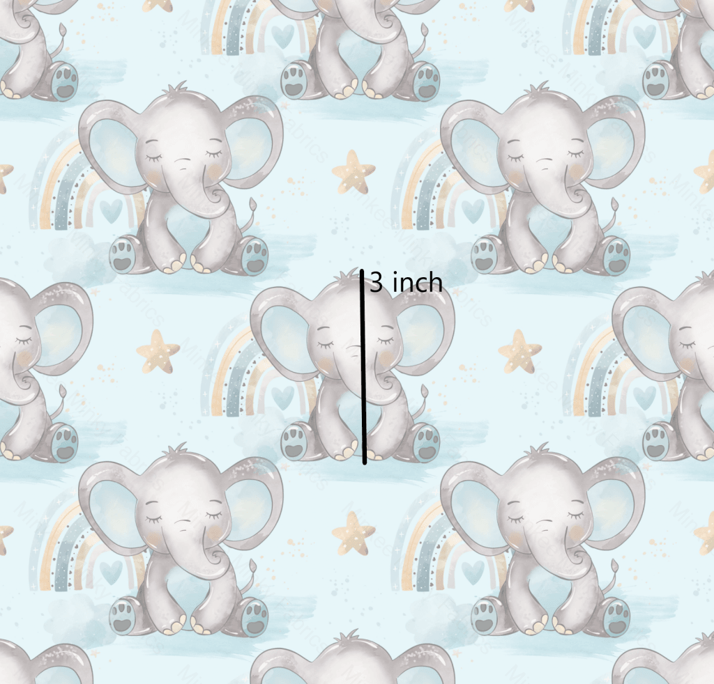 Elliot Elephant - Blue (August Pre-Order) Digital Fabric Preorder