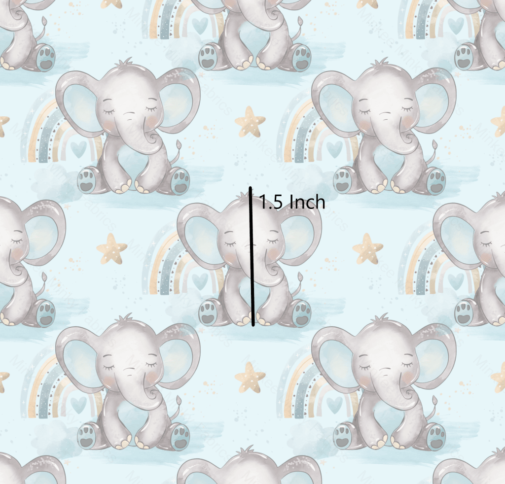 Elliot Elephant - Blue (August Pre-Order) Digital Fabric Preorder