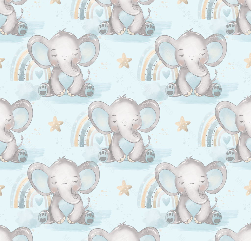 Elliot Elephant - Blue (August Pre-Order) Digital Fabric Preorder