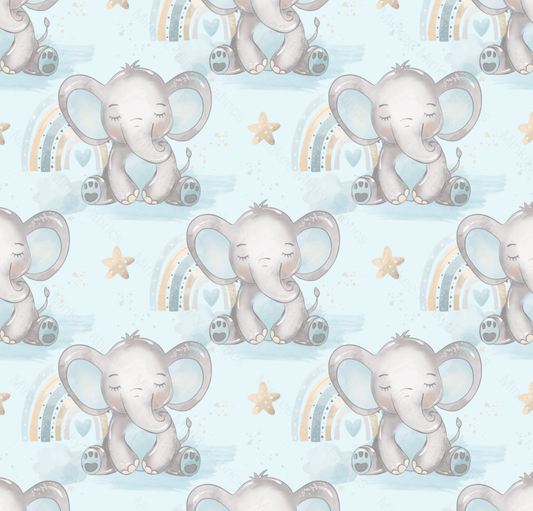 Elliot Elephant - Blue (August Pre-Order) Digital Fabric Preorder