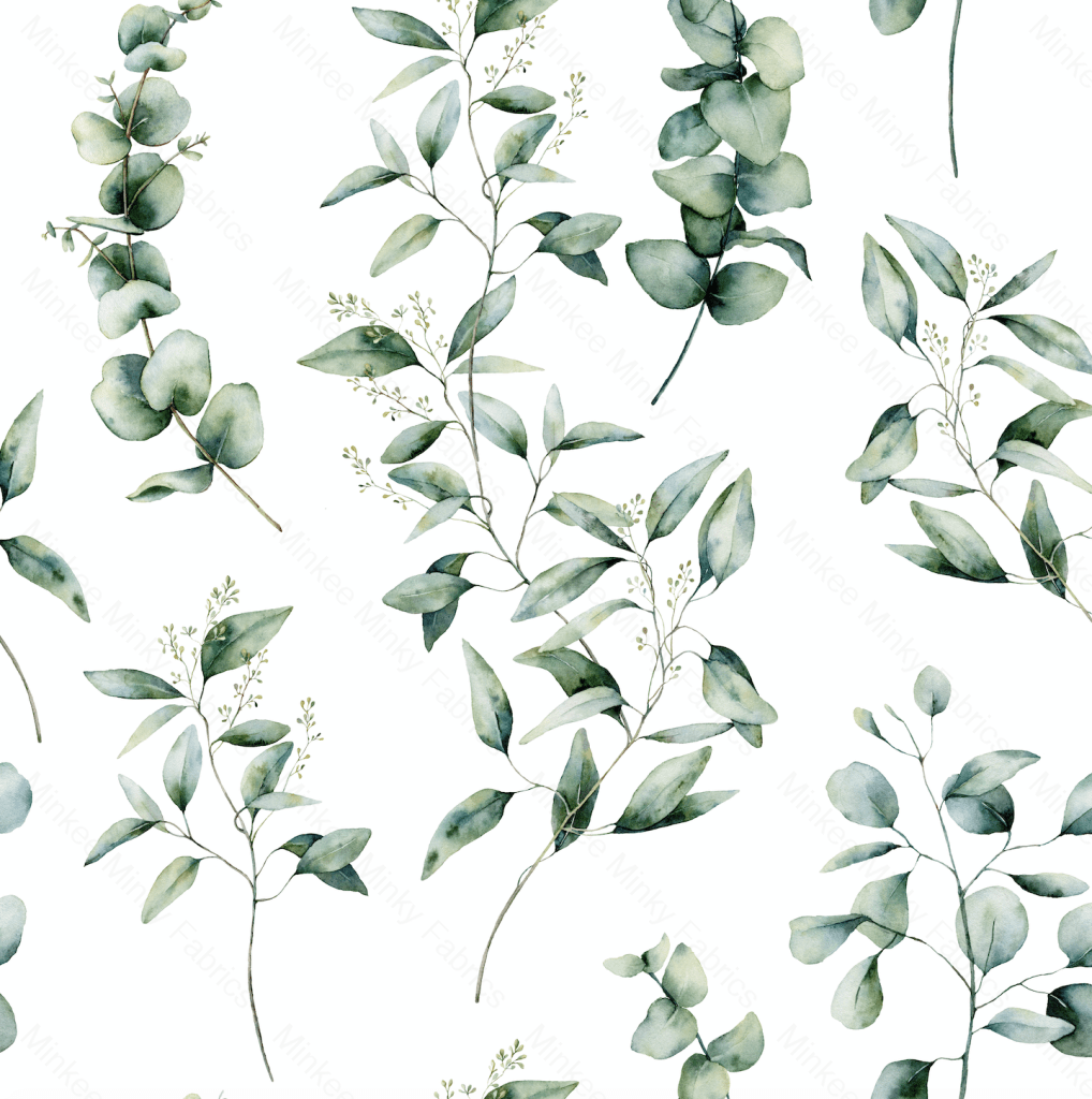 Eucalyptus Branches Pre Order Cotton Sateen / Select Digital Fabric