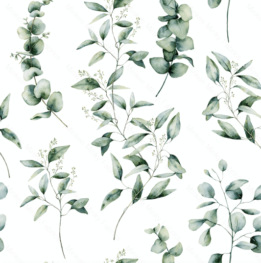 Eucalyptus Branches Pre Order Cotton Sateen / Select Digital Fabric