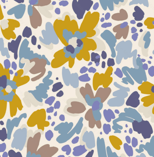 Geo Floral Blue(January Pre-Order) - Fabric Digital Preorder