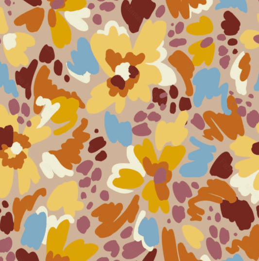 Geo Floral Cinnamon (January Pre-Order) - Fabric Digital Preorder