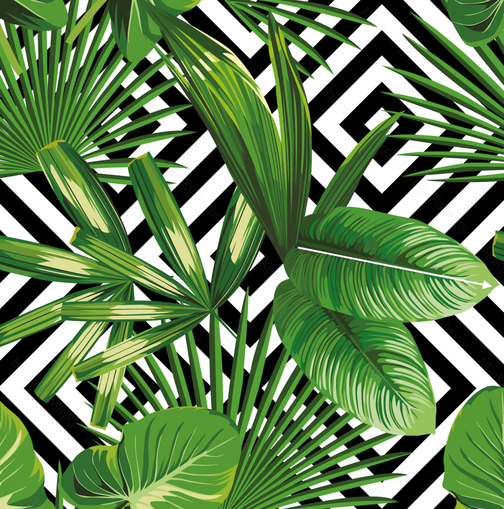 Geometric Jungle Leaves 3 Inch Remnant 72Cm - 100% Cotton Woven Fabric Digital Retail