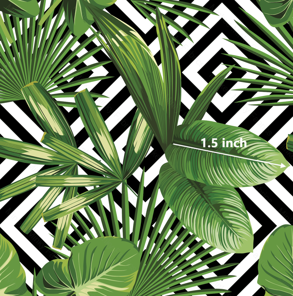 Geometric Jungle Leaves 3 Inch Remnant 72Cm - 100% Cotton Woven Fabric Digital Retail