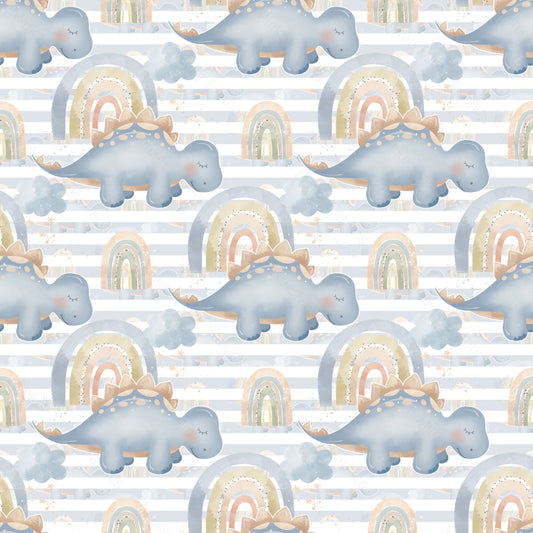 Gingham Dinosaur Blue (August Pre-Order) Digital Fabric Preorder