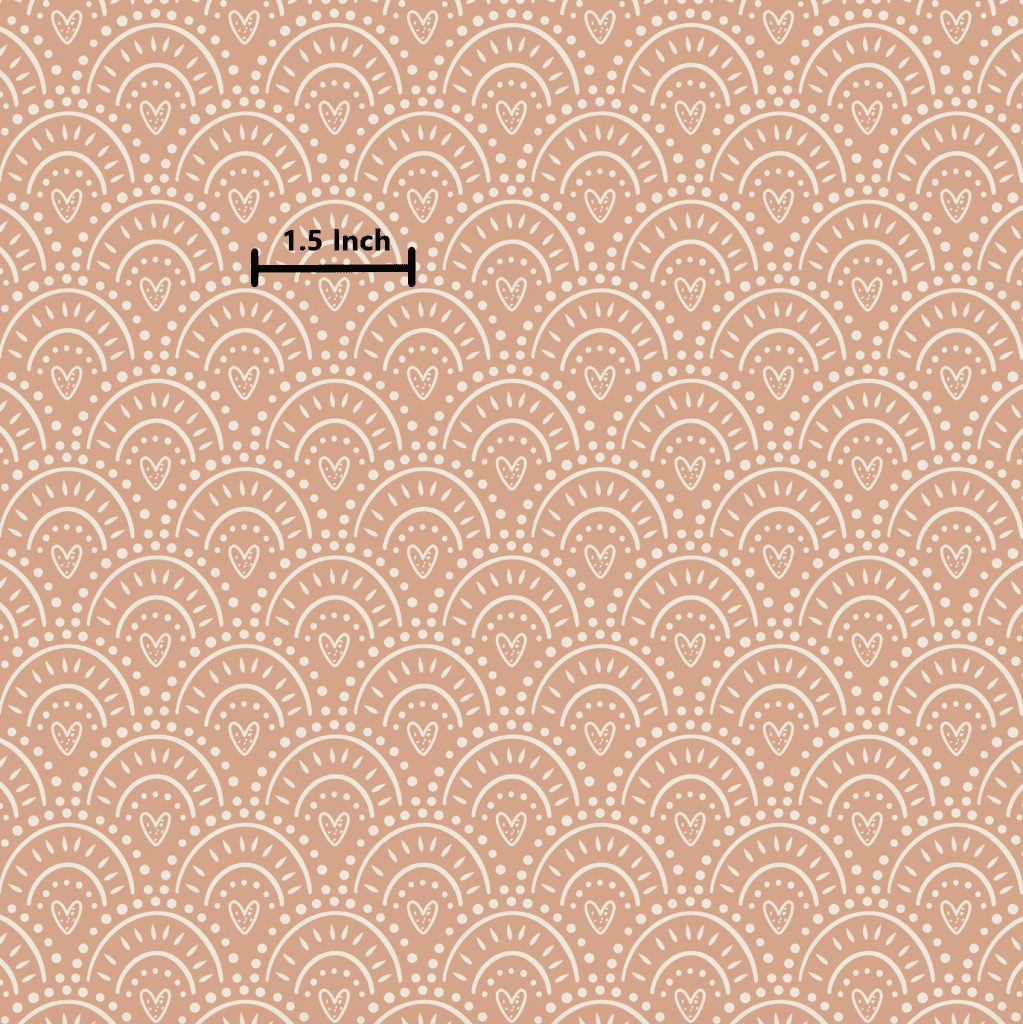 Heart Rainbows White On Clay (February Pre-Order) - Fabric Digital Preorder