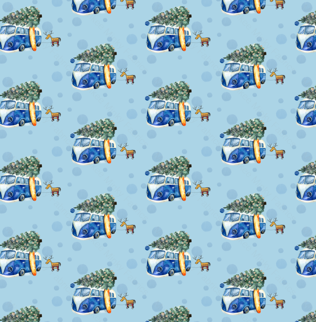 Kombi Christmas Dots On Blue (July Pre-Order) - Fabric Digital Preorder