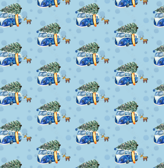 Kombi Christmas Dots On Blue (July Pre-Order) - Fabric Digital Preorder