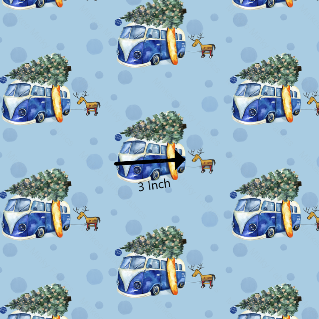 Kombi Christmas Dots On Blue (July Pre-Order) - Fabric Digital Preorder