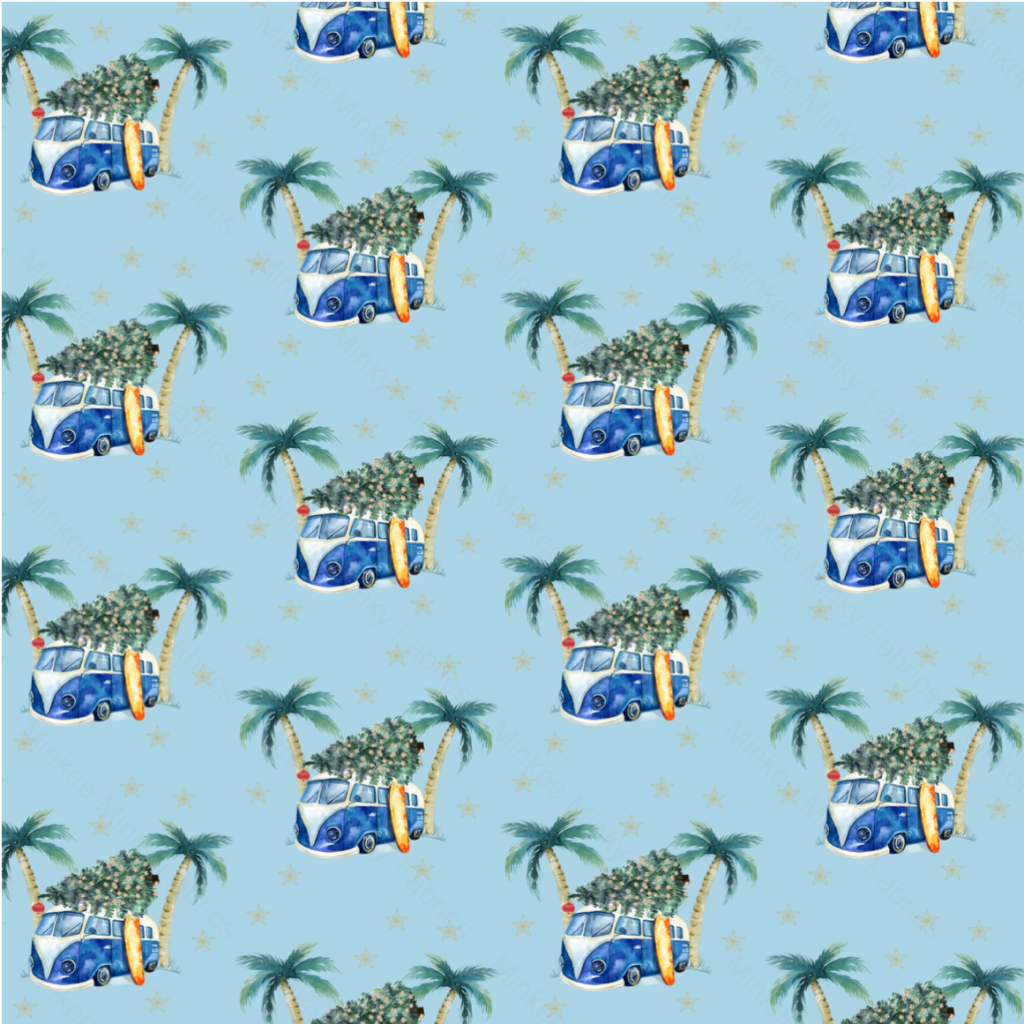 Kombi Christmas Stars On Blue (July Pre-Order) - Fabric Digital Preorder