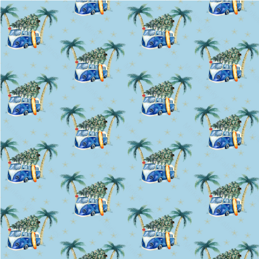 Kombi Christmas Stars On Blue (July Pre-Order) - Fabric Digital Preorder