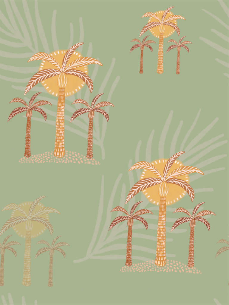 Limited Exclusive Design - Boho Palm Sage Digital Fabric Retail