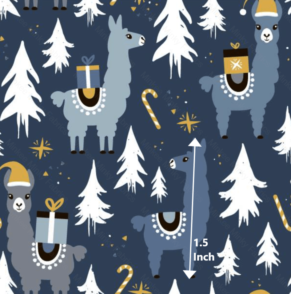 Navy Christmas Llama (May Pre-Order) - Fabric Digital Preorder