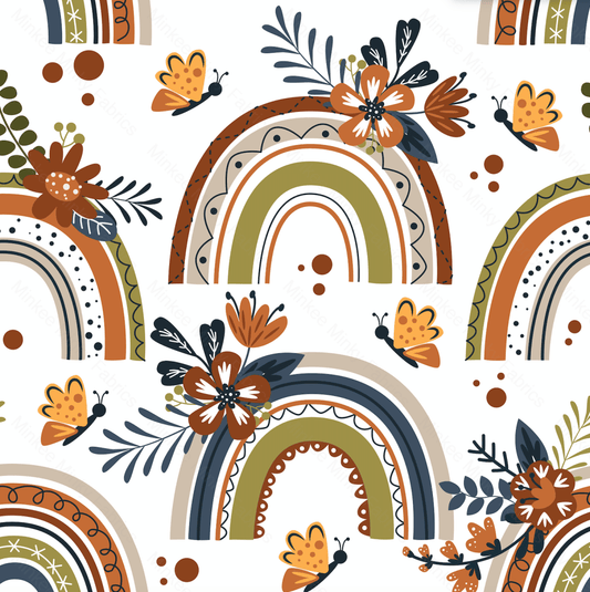 Olive Rainbow Floral (Meerkats Pre-Order) Select Fabric Base / Print Size Digital Preorder