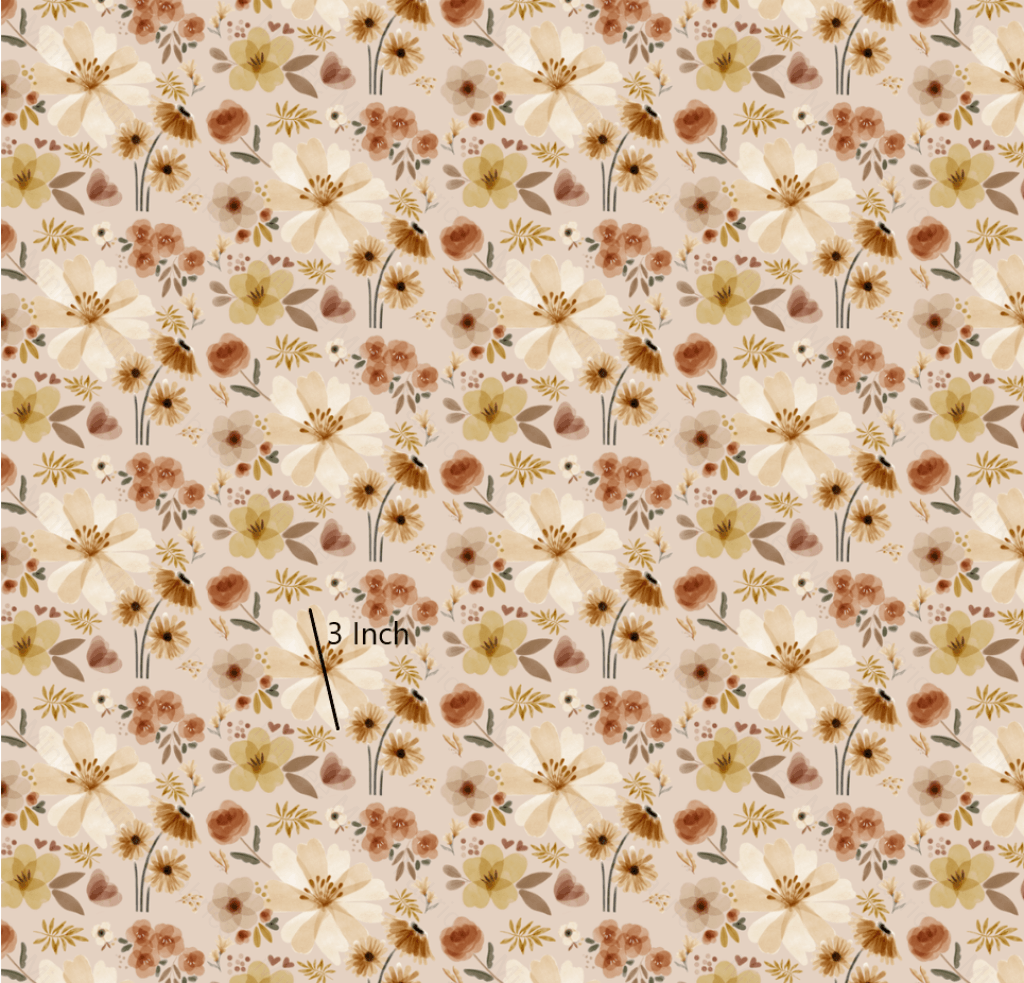 Penelope Petals Sand - 100% Cotton Woven Fabric 3 Inch Digital Retail
